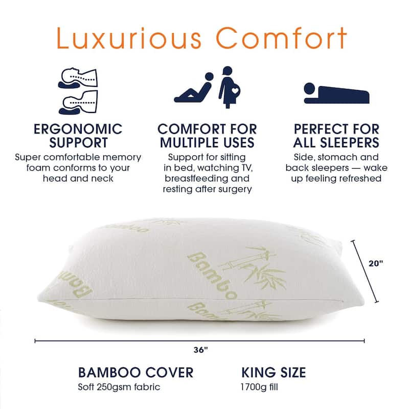 Cheer Collection Shredded Memory Foam Pillow - White