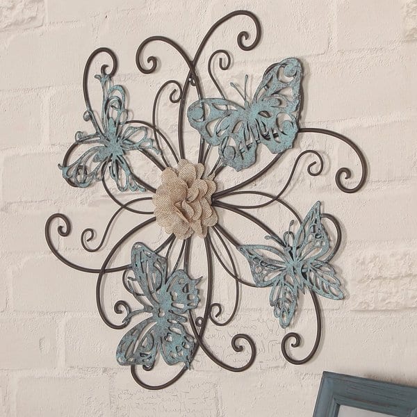 Shop Adeco Flower And Butterfly Urban Design Metal Wall Decor For