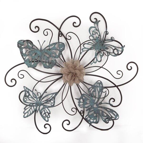 Shop Adeco Flower And Butterfly Urban Design Metal Wall Decor For