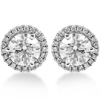 One Of A Kind Earrings For Less 18k White Gold 1 65 Ct Tdw Diamond Halo Studs