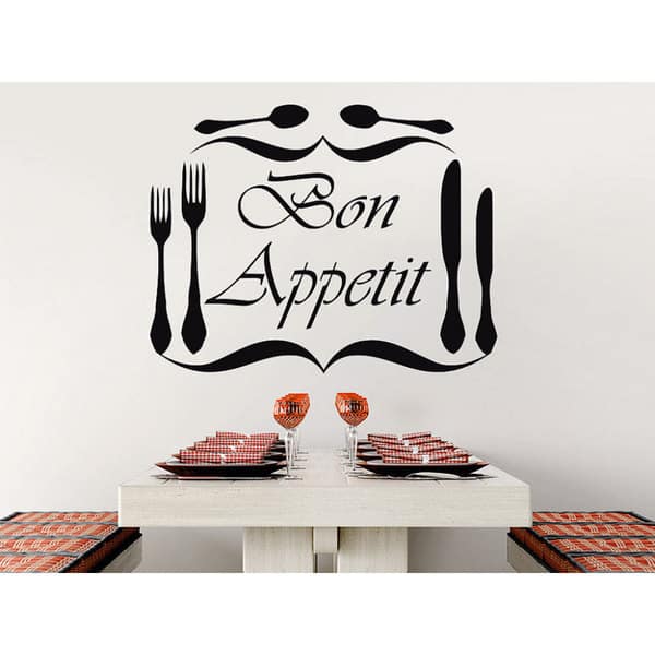 Bon Appetit Vinyl Sticker Decals Knife Fork Spoon Cutlery Dining Room ...