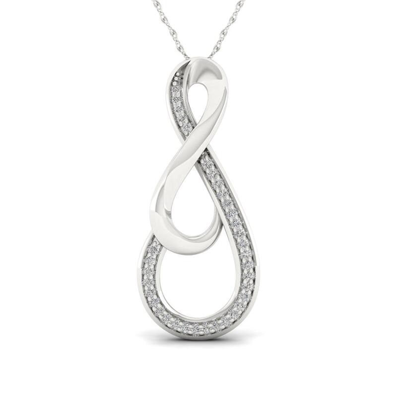 Sterling Silver 1/10ct TDW Infinity Necklace