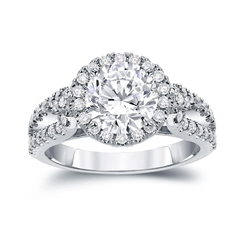 Auriya Round 2 1/3ctw Halo Diamond Engagement Ring 14k Gold Certified (H-I, SI1-SI2)