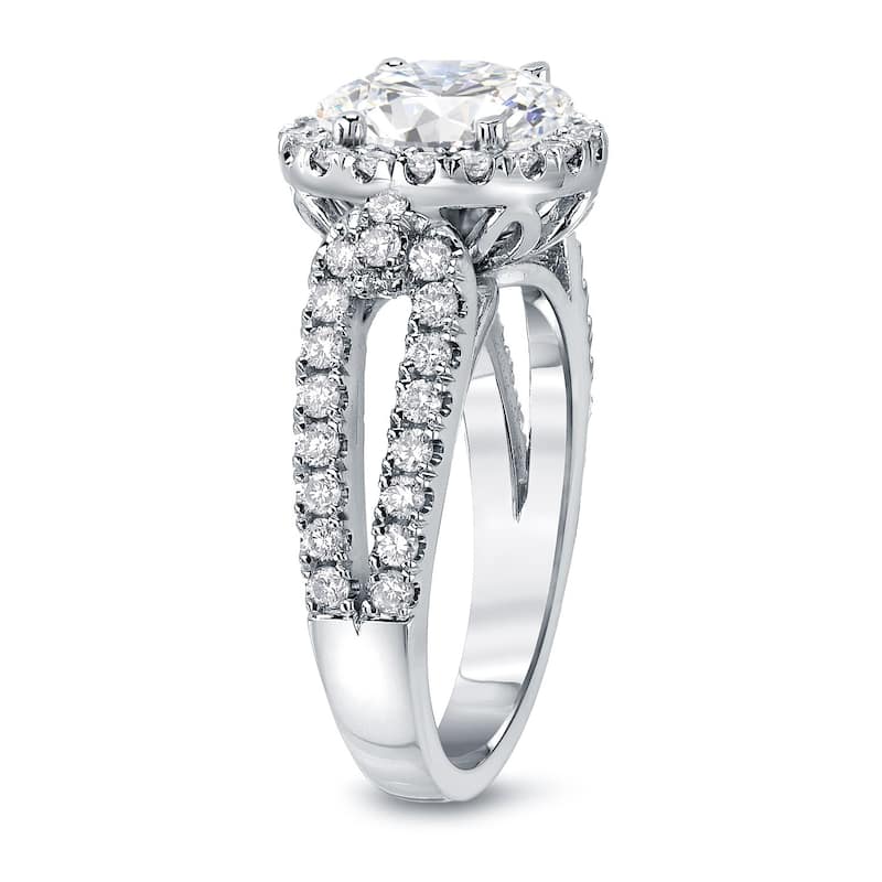 Auriya Round 2 1/3ctw Halo Diamond Engagement Ring 14k Gold Certified (H-I, SI1-SI2)