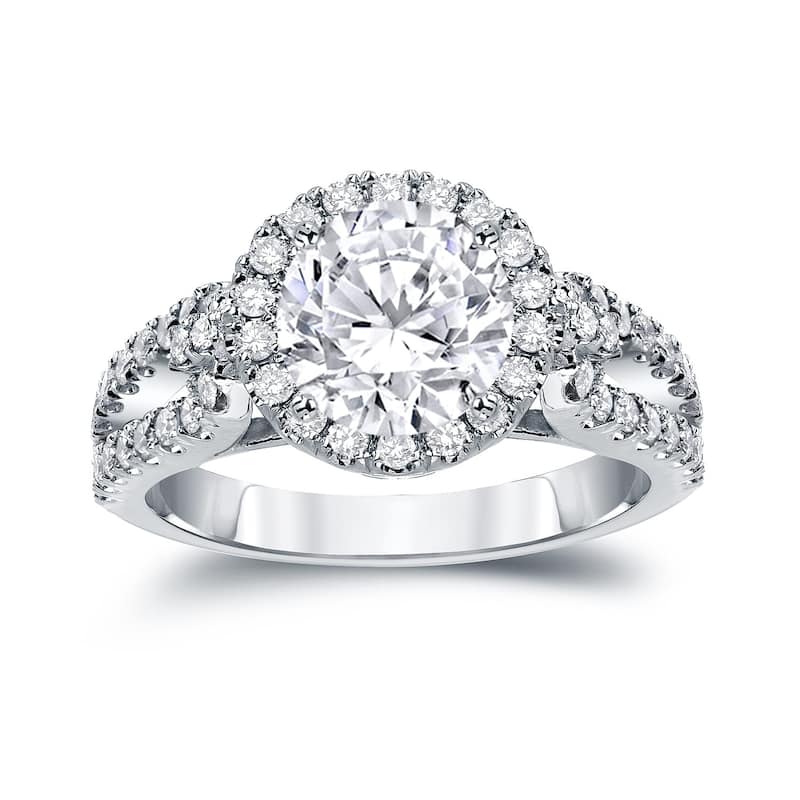 Auriya Round 2 1/3ctw Halo Diamond Engagement Ring 14k Gold Certified (H-I, SI1-SI2)