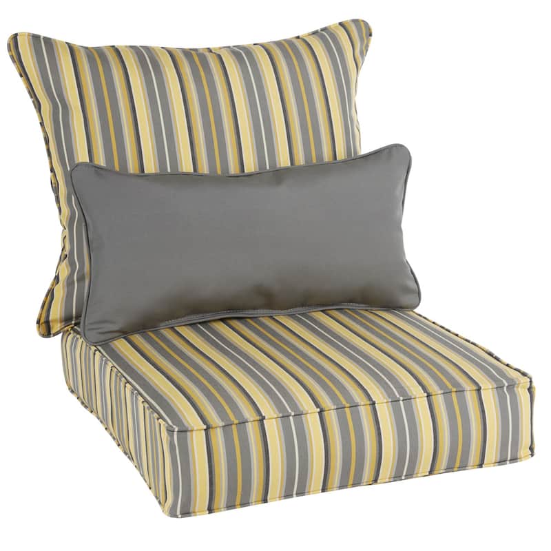 Oakley Sunbrella Striped Indoor/ Outdoor Corded Pillow and Chair Cushion Set