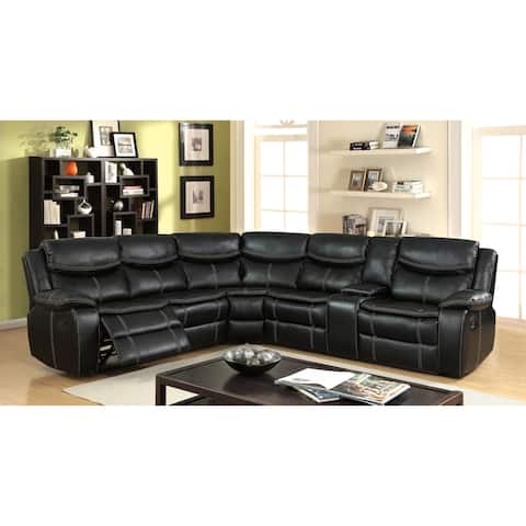 Furniture of America Sory Traditional Black Reclining Sectional