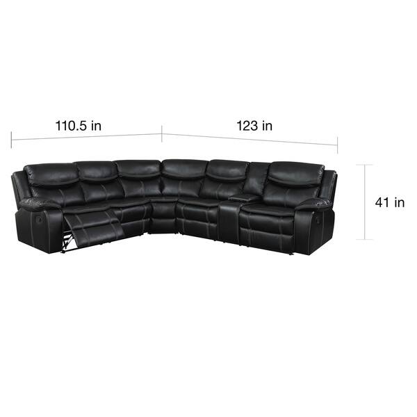 Furniture of America Sory Traditional Black Reclining Sectional