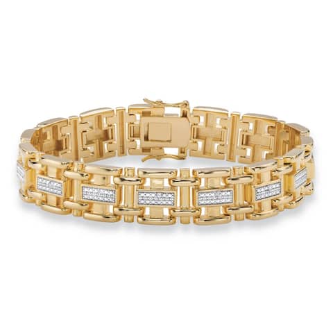 Men's Yellow Gold-Plated Link Bracelet (14mm), Genuine Diamond Accent 8.5"