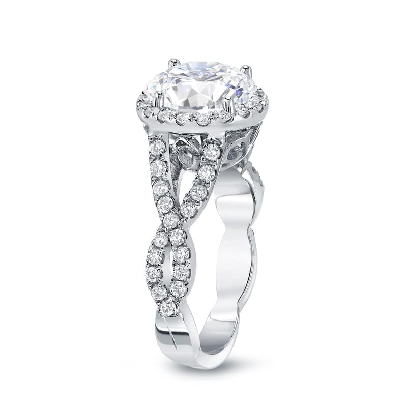 Auriya Twisted Split Shank 2 3/4ctw Halo Diamond Engagement Ring 14K Gold Certified