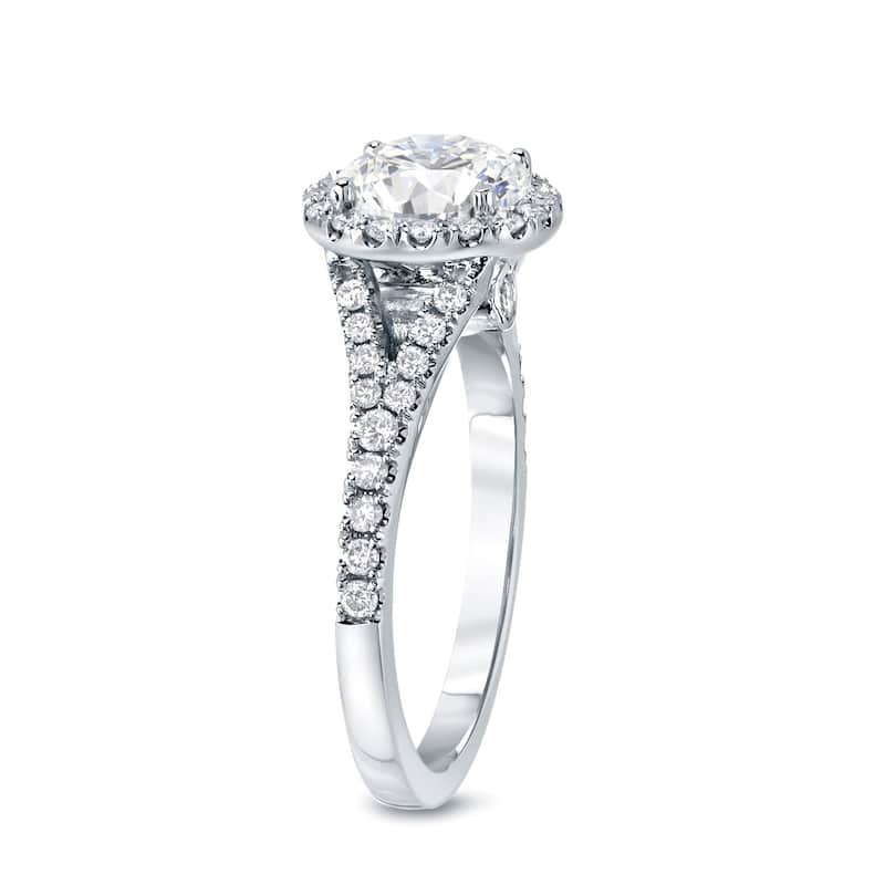 Auriya 2 carat TW Round Halo Diamond Engagement Ring 14K Gold Certified
