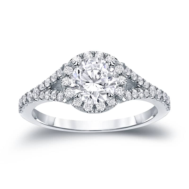 Auriya 1 1/2ctw Round Halo Diamond Engagement Ring 14k Gold Certified