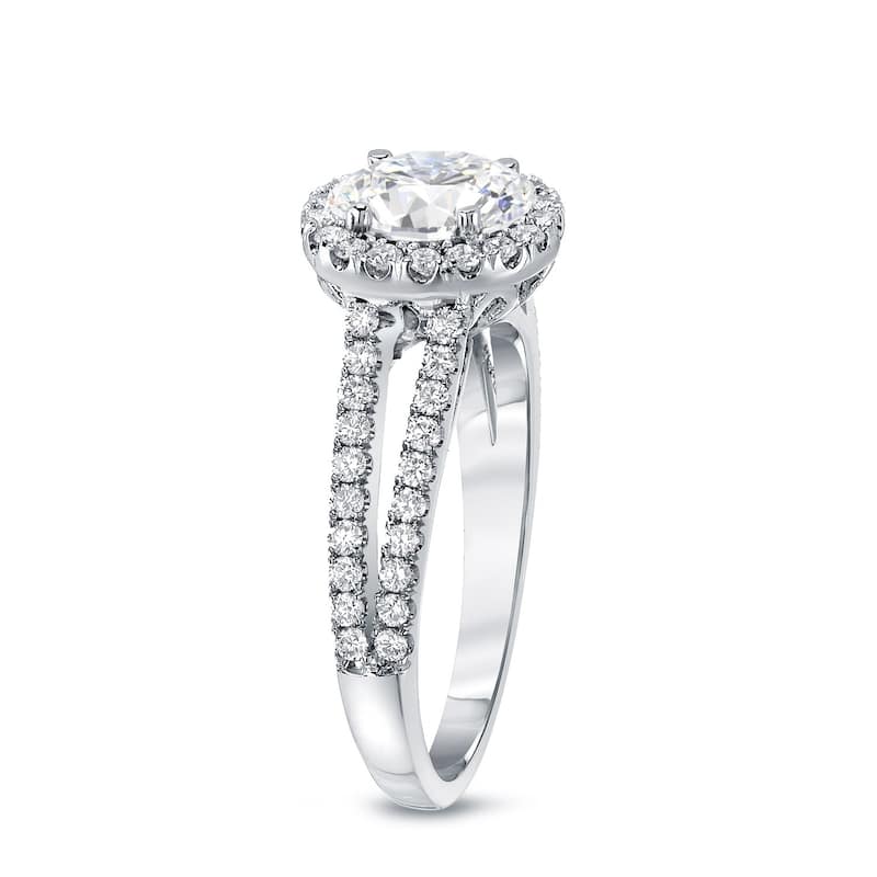 Auriya 1 1/3ctw Round Halo Diamond Engagement Ring 14k Gold Certified (H-I, SI1-SI2)