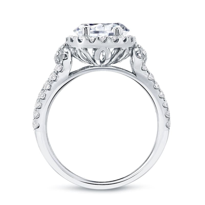 Auriya Modern 1 1/2ctw Round Halo Diamond Engagement Ring 14k Gold Certified (H-I, SI1-SI2)