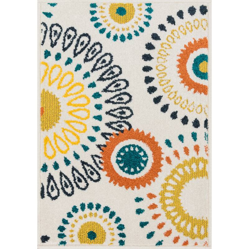 Palm Ivory/ Multi Medallion Rug