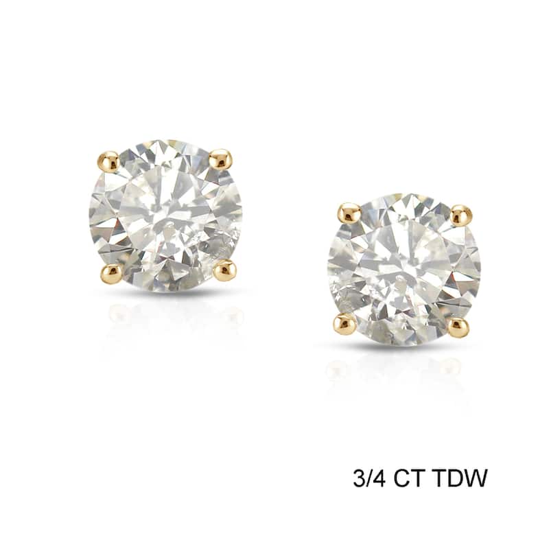 Auriya 18k Gold 3/4ct TW Clarity-enhanced Diamond Stud Earrings (J-K, I2-I3)