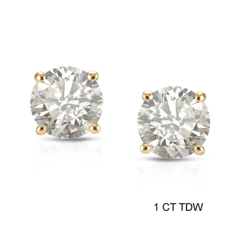 Auriya 18k Gold 1ct TW Clarity-enhanced Diamond Stud Earrings (J-K, I2-I3)