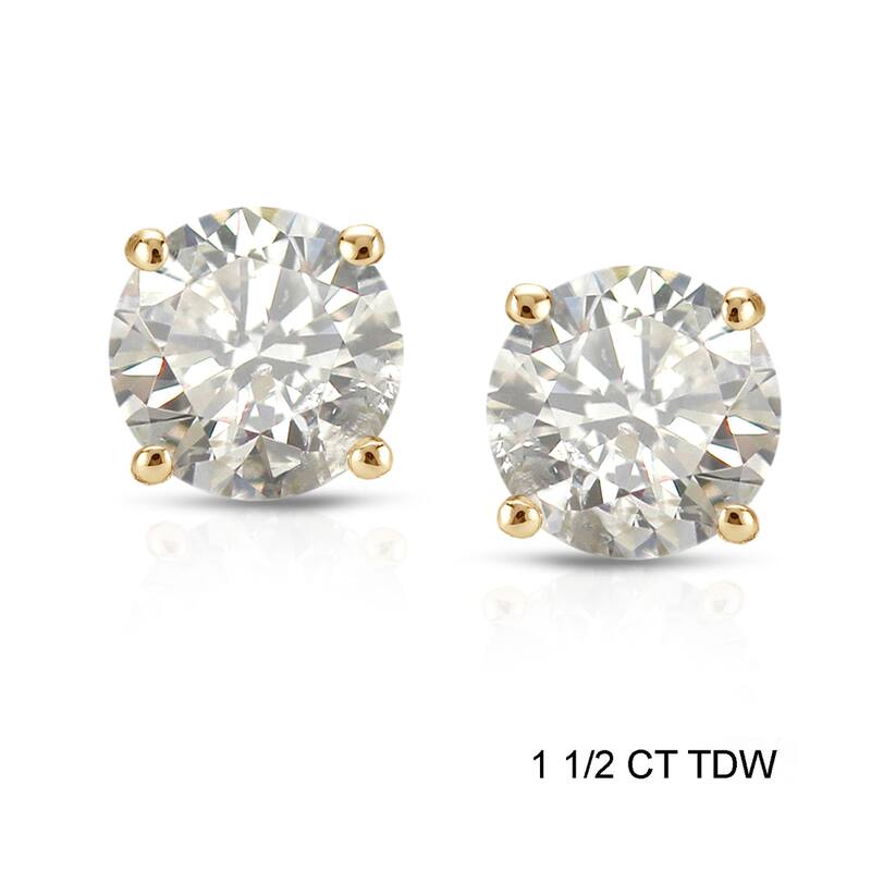 Auriya 18k Gold 1 1/2ct TW Clarity-enhanced Diamond Stud Earrings (J-K, I2-I3)