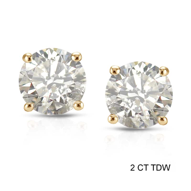Auriya 18k Gold 2ct TW Clarity-enhanced Diamond Stud Earrings