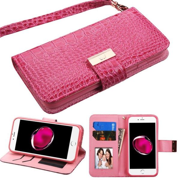 Shop Insten Hot Pink Stand Folio Flip Crocodile Skin Leather Wallet Flap Pouch Case Cover For ...