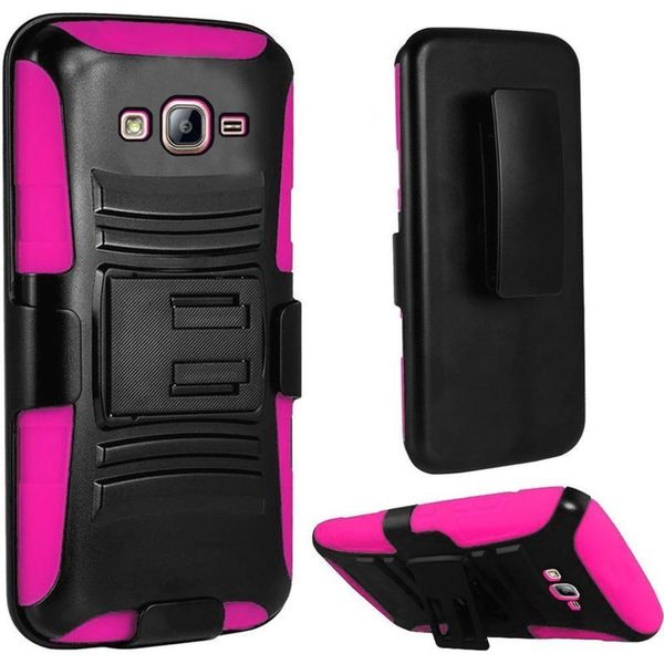 Insten Black/ Hot Pink Hard PC/ Silicone Dual Layer Hybrid Case Cover with Holster For Samsung Galaxy On5