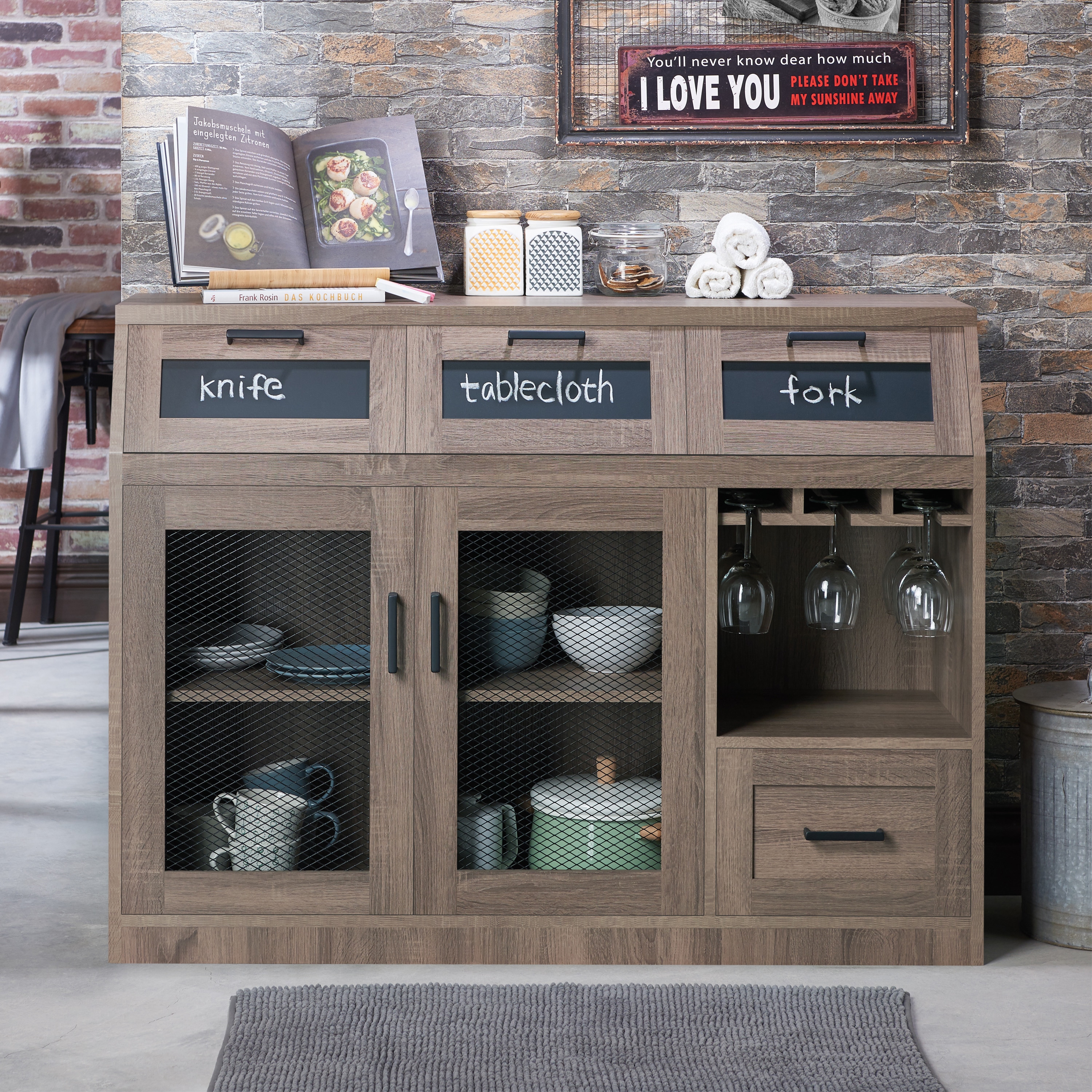 Furniture of America Wenoga Industrial MultiStorage Buffet/ Server eBay