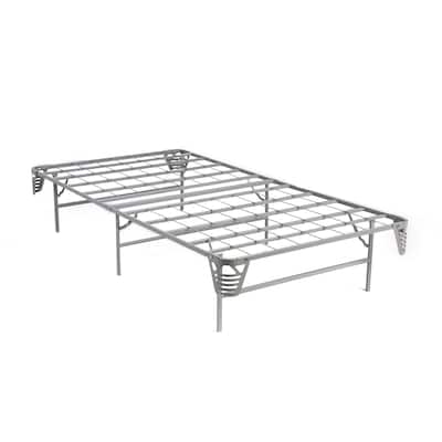 Goa Industrial Silver Steel Platform Bed Frame with Mattress Foundation by Furniture of America