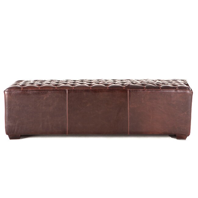 Shop Arabella Tobacco Small Tufted Leather Dining Bench Free Shipping