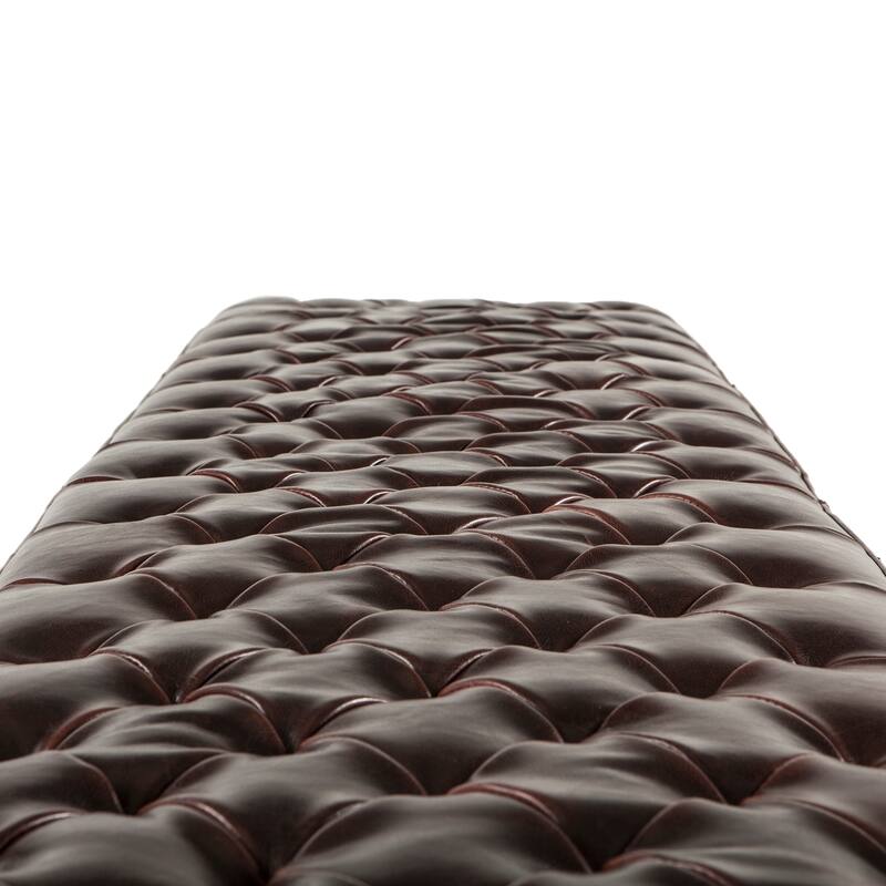 Copper Grove Pravets 58-inch Leather Bench with Diamond Stitch Detailing