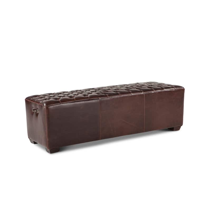 Copper Grove Pravets 58-inch Leather Bench with Diamond Stitch Detailing