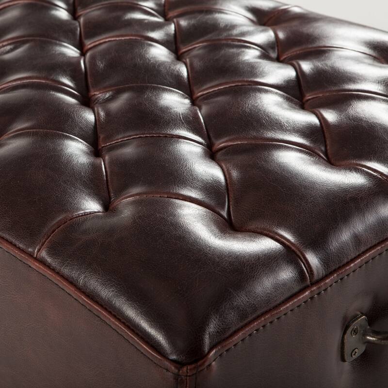 Copper Grove Pravets 58-inch Leather Bench with Diamond Stitch Detailing
