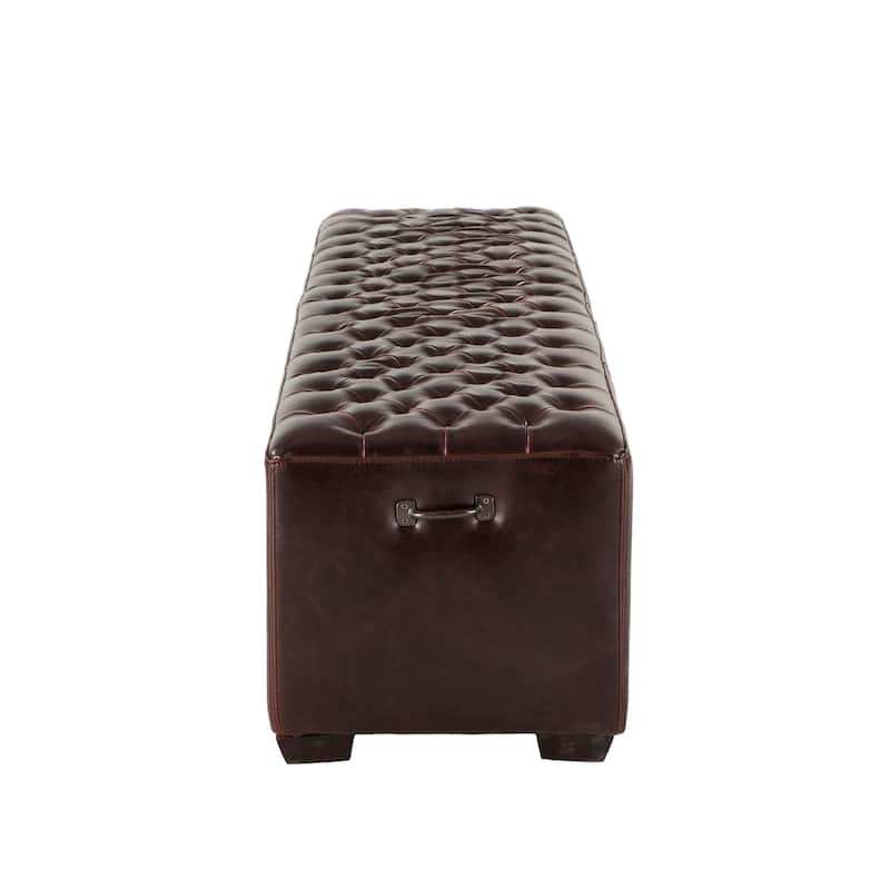 Copper Grove Pravets 58-inch Leather Bench with Diamond Stitch Detailing