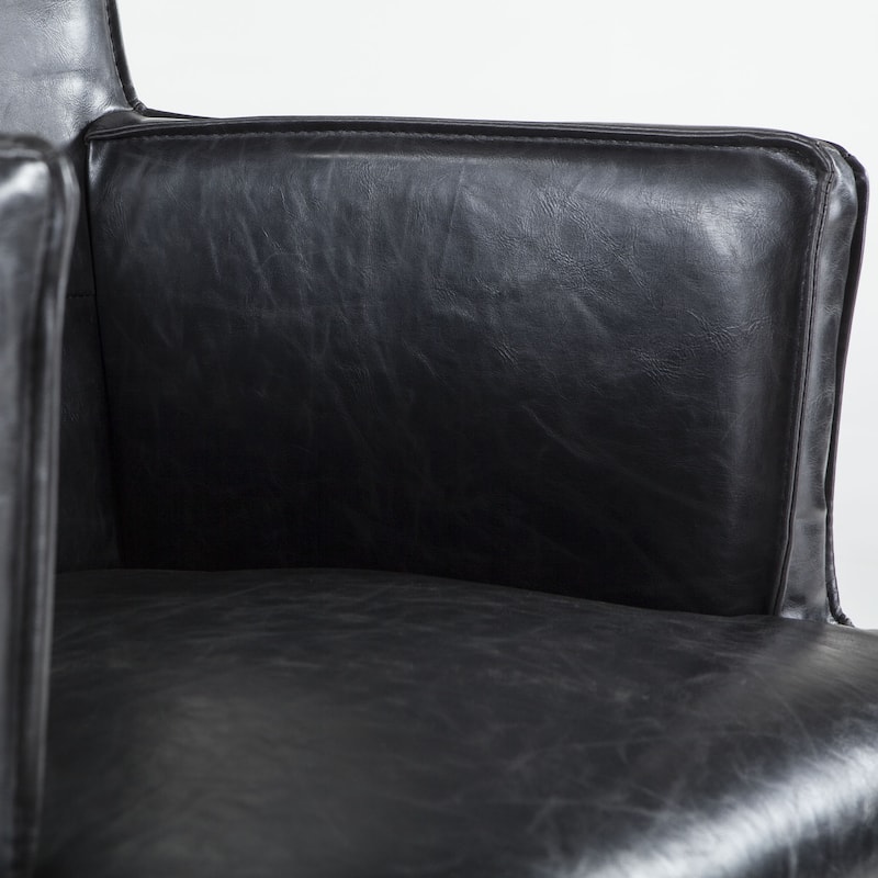 Avery Black Leather and Hardwood Chair