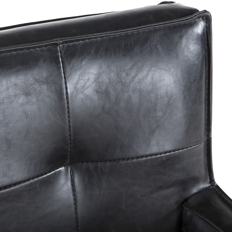 Avery Black Leather and Hardwood Chair