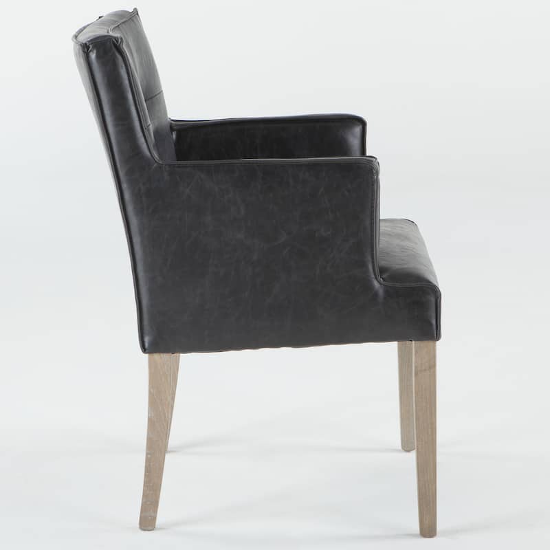 Avery Black Leather and Hardwood Chair