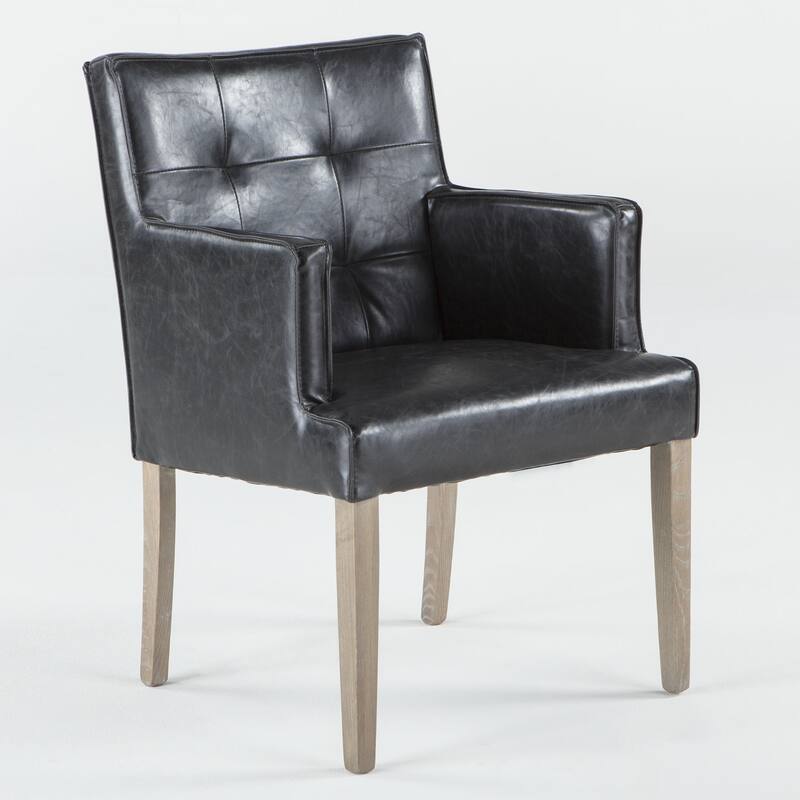 Avery Black Leather and Hardwood Chair