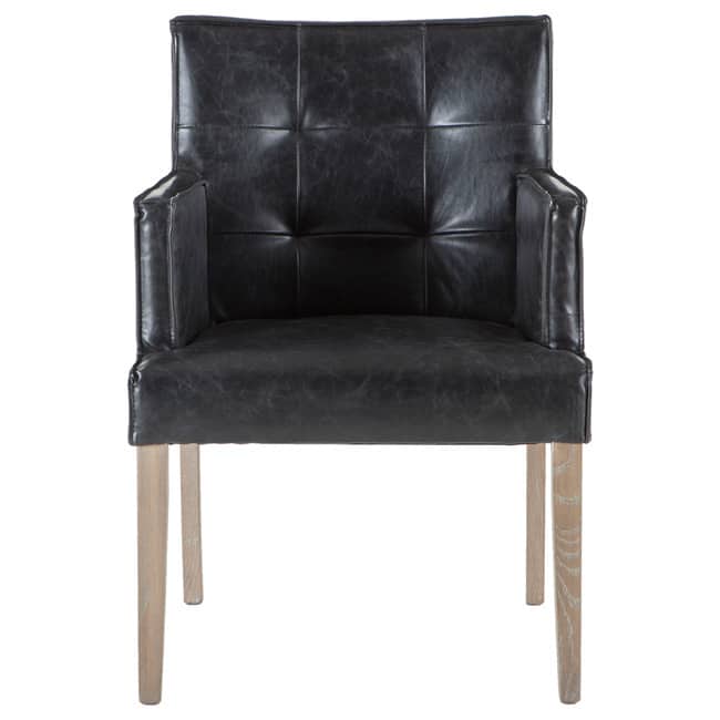 Avery Black Leather and Hardwood Chair