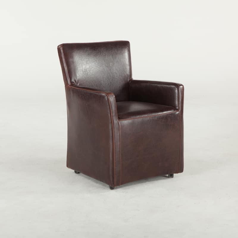 Paddy Brown Leather Wheeled Armchair
