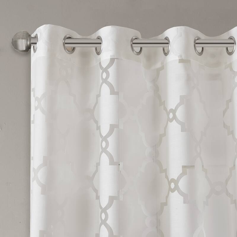 Madison Park Laya Fretwork Burnout Sheer Curtain Panel