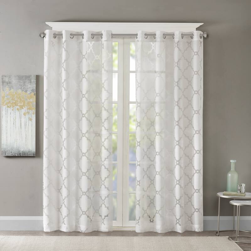 Madison Park Laya Fretwork Burnout Sheer Curtain Panel