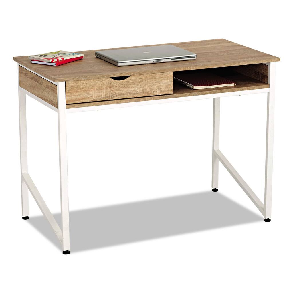 Safco Single Drawer Office Desk, Beech/White