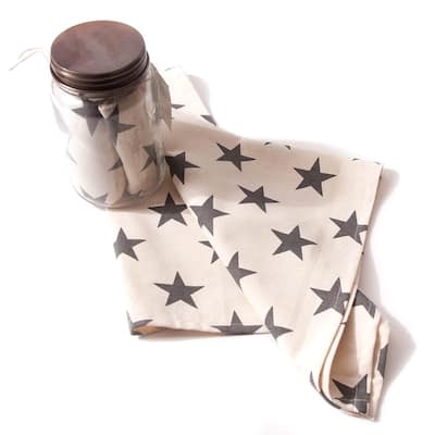 Star in Jar Natural and Navy Cotton 28-inch Tea Towels