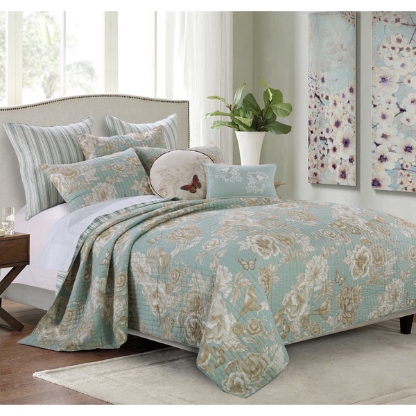 Barefoot Bungalow Naomi Spa Floral 3-Piece Quilt Set - Overstock - 14139377