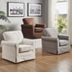 preview thumbnail 6 of 7, Fallon Rolled Arm Cotton Fabric Swivel Chair by iNSPIRE Q Classic