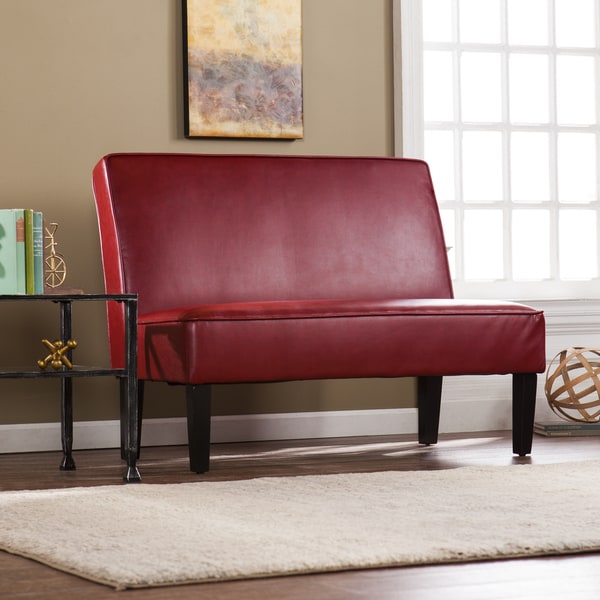 Shop Brookdale Faux Leather Settee Bench - Roman Red - Free Shipping