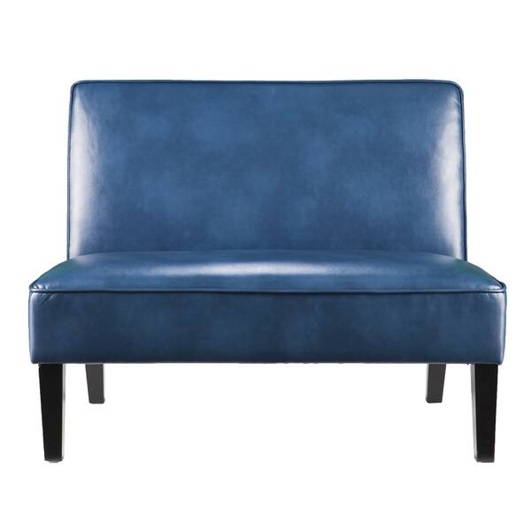 Shop Brookdale Faux Leather Settee Bench Blanche Royal