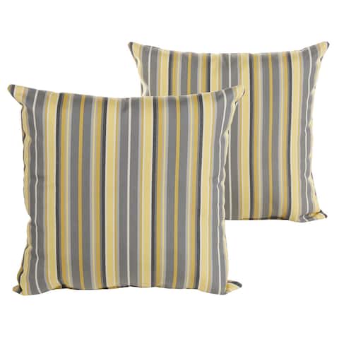 Sunbrella Grey and Yellow Striped Indoor/ Outdoor Square Knife Edge Pillow Set