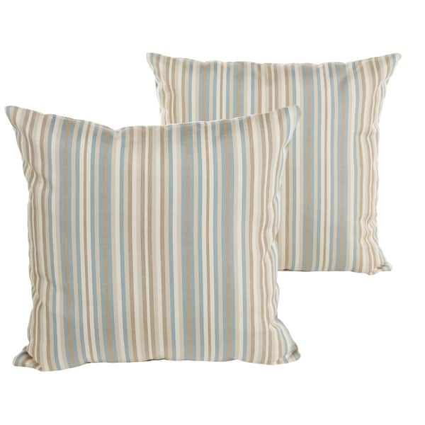 Shop Sunbrella Blue And Gold Striped Indoor Outdoor Square Knife