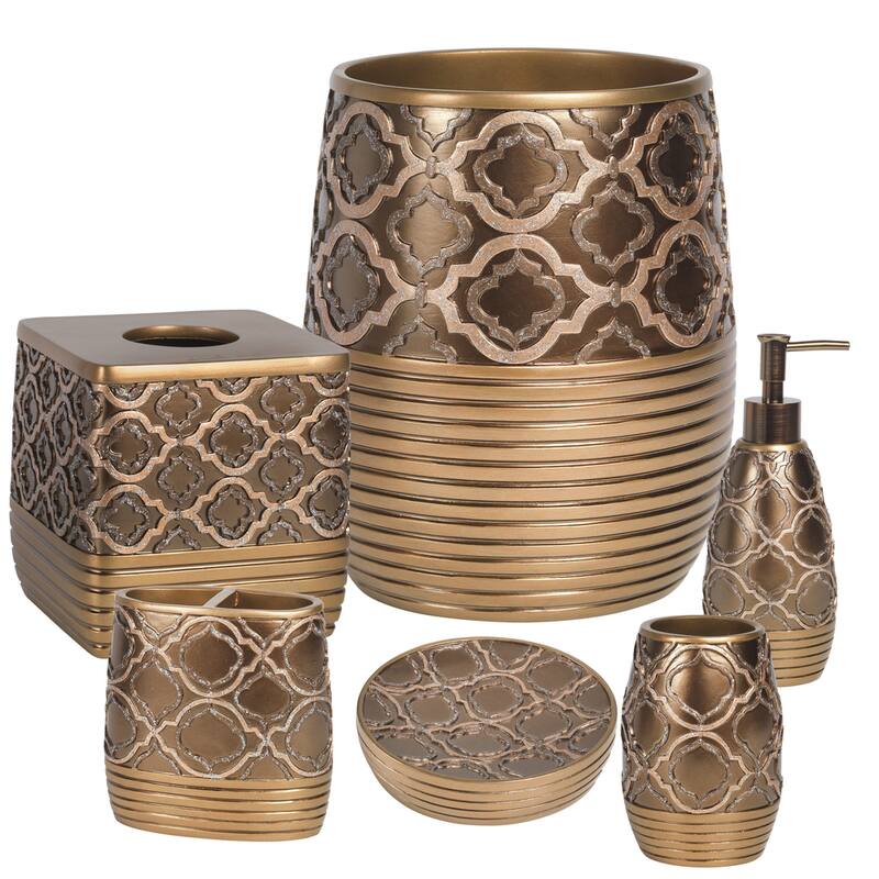 Gold Medallion Bath Accessory Set or Separates