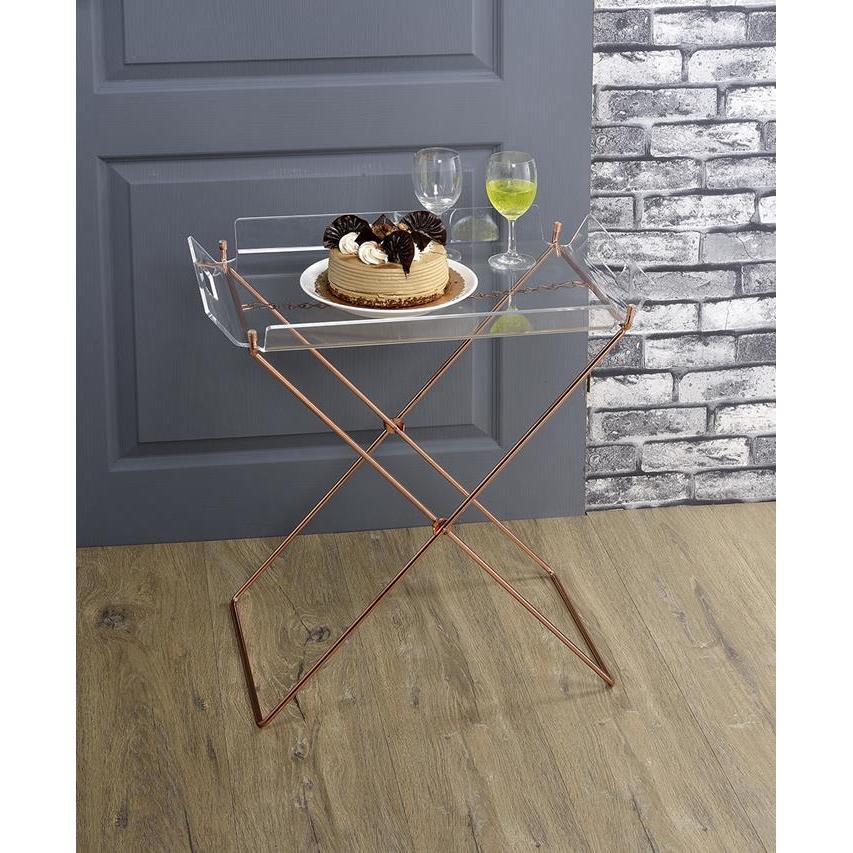 Acme  Furniture Cercie Clear Acrylic and Copper Tray Table (Clear Acrylic and Copper , 22" x 16" x 25"H)